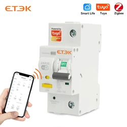 ETEK TUYA MCB With metering Smart Miniature Circuit Breaker AC Type Smart Life Remote control Timed 2P 3P EKR3S