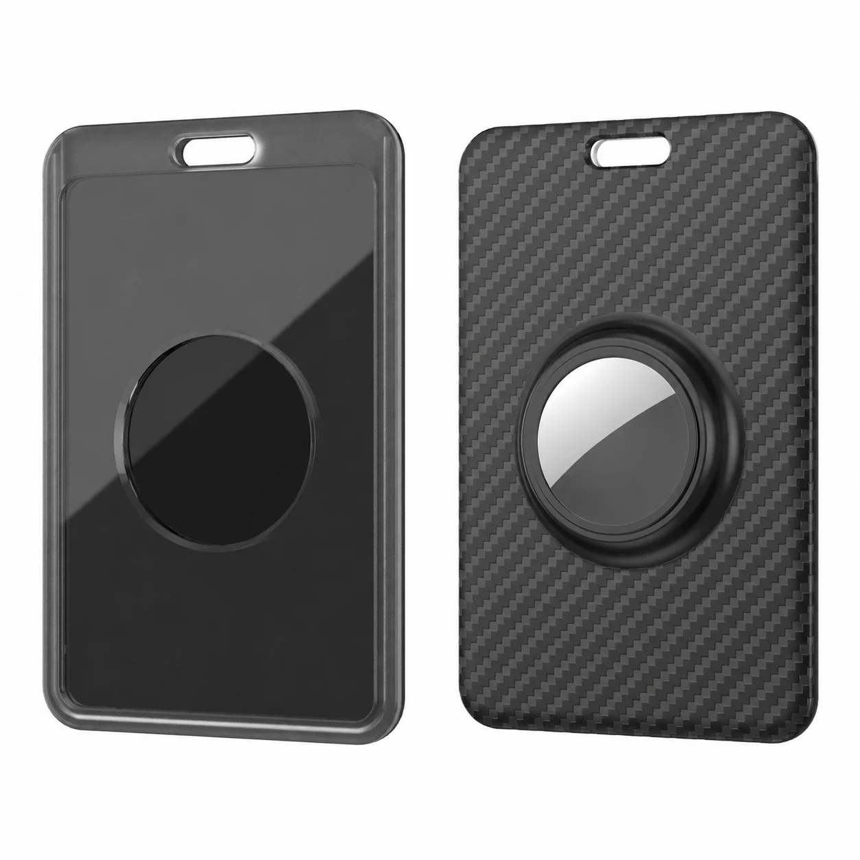 Carbon Fiber Pattern Key Card Holder Compatible with Tesla, Anti-Lost Protective Case for Apple AirTag with Keychain