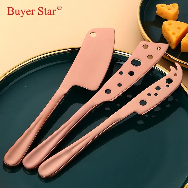 3PCS Cheese Tool Set Cheese Slicer Cutter Knife Creative Gold Cheese Graters Kitchen Baking Tools Cake Spatula Butter Knife