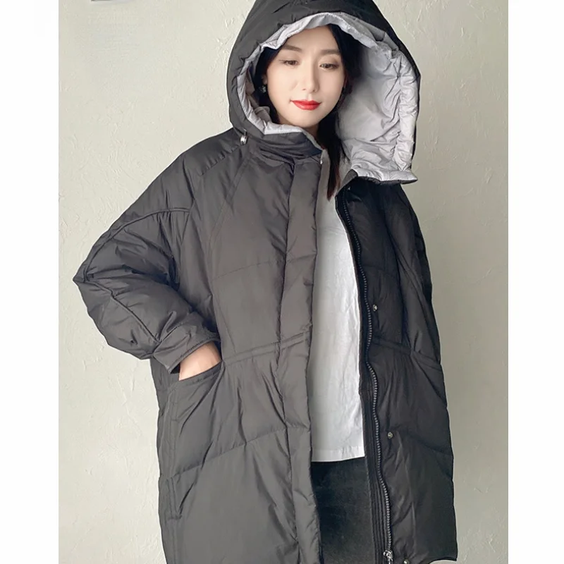 Winter Jackets Woman 2024 Puffer Coats Color Collision Casual Fashion Coats Down Mid-length Hooded Loose Jackets for Women