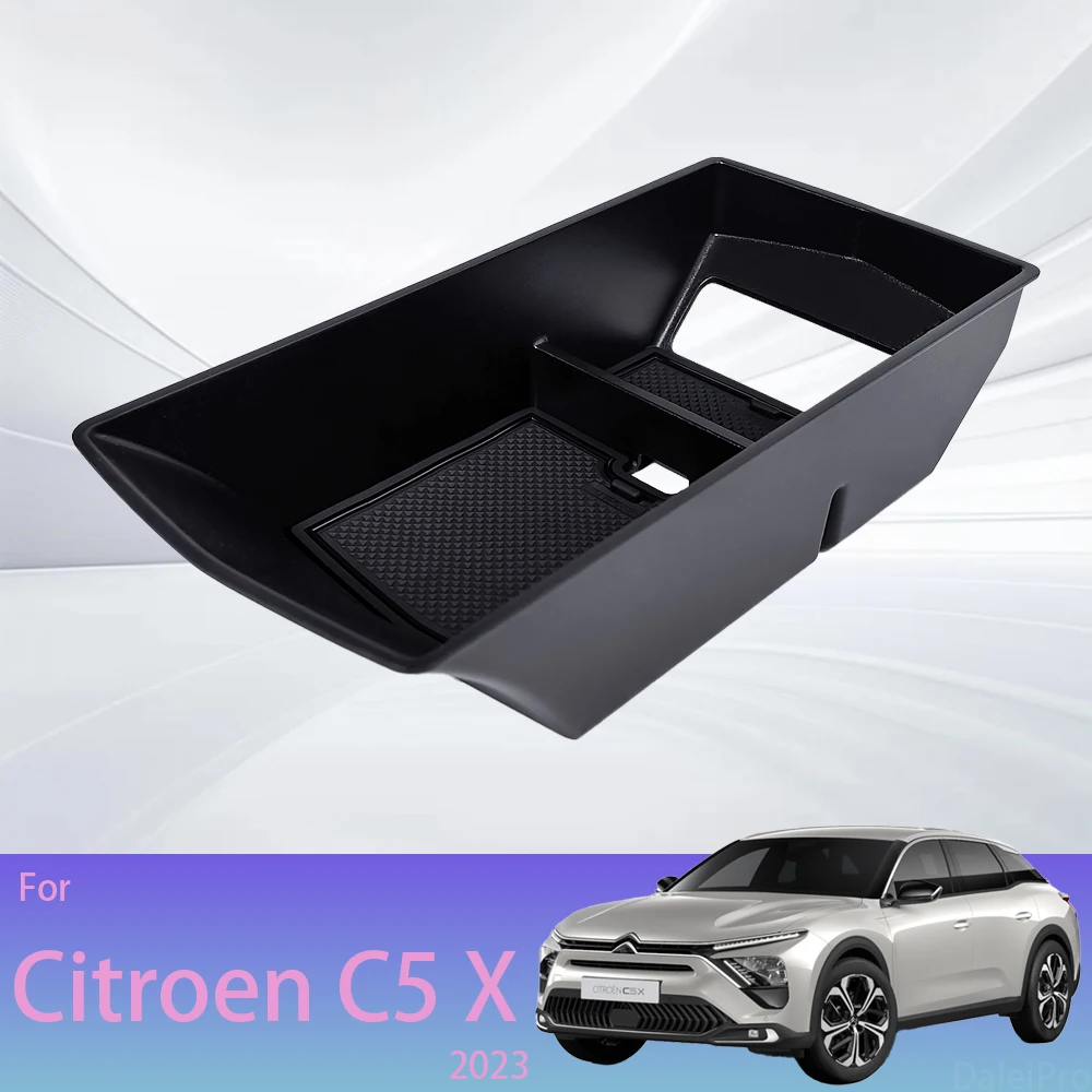Para Citroen C5 X C5X 2021-2023 caja de almacenamiento de apoyabrazos de coche consola Central bandeja organizadora caja de almacenamiento accesorios de orden Central