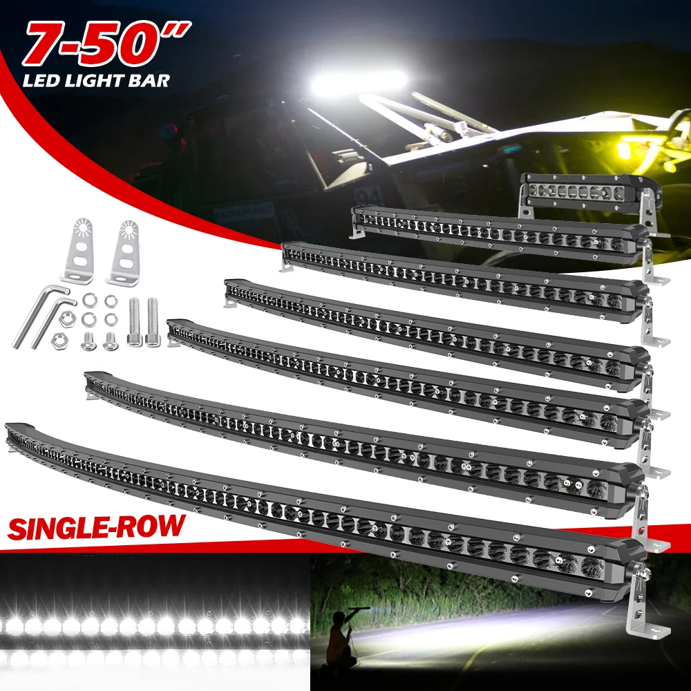 

HAOLIDE супер тонкий изогнутый 20 "26" 32 "38" 44 "50" автомобильный светодиодный светильник Offroad 4x4 комбинированный луч 12 В 24 В для грузовиков, тракторов, лодок, внедорожников, квадроциклов