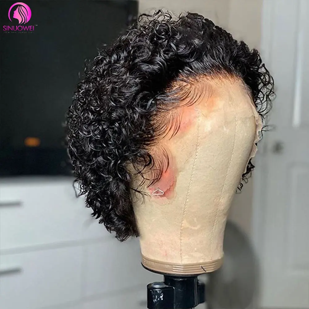 Pixie Cut Wig Curly Human Hair Lace Frontal Wig 13X4 Lace Front Natural Brazilian Hair Wigs For Women Short Hair 100% Human Hair