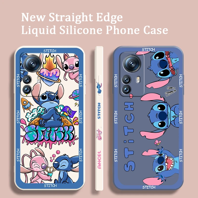 Disney Stitch Anime Cute para Xiaomi Mi 13 Lite 12T 12 11T 11i 11 A3 10T 10 CC9E 9 Pro Ultra 5G Liquid Left Rope Phone Case