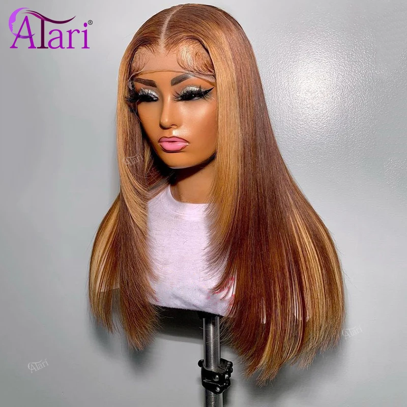 

Honey Blonde Highlights 13x4 Lace Frontal Human Hair Wigs Transparent 13x6 Straight Wig 5x5 Closure Wig Pre Plucked for Women