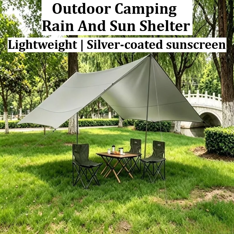 70D Silver Coated Tarp Waterproof Sun Shelter Lightweight Multi-use Camping Tent for Outdoor Picnic Bushcraft Hammock Rain Fly