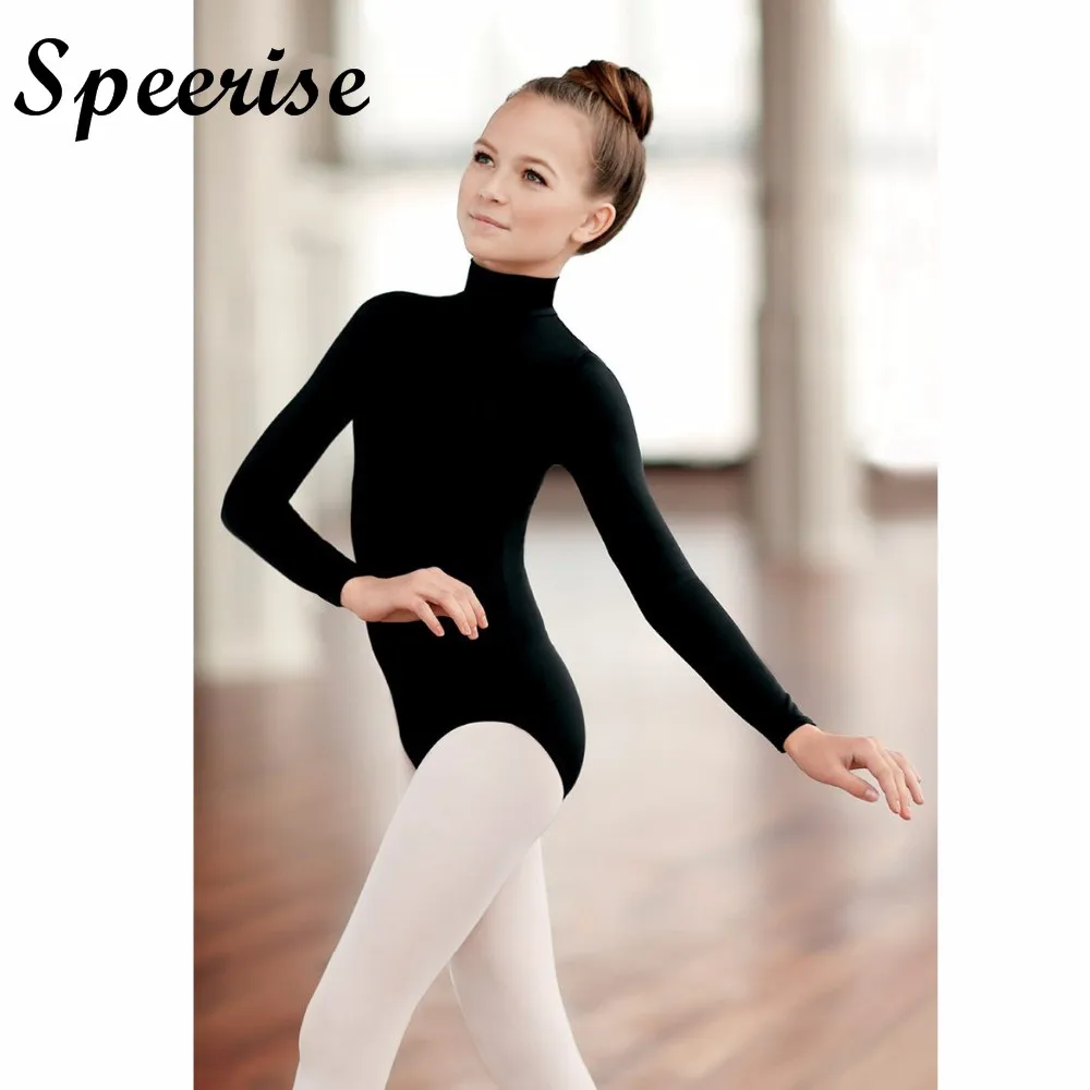 Speerise Girls Spandex Long Sleeve Turtleneck Ballet Gymnastics Leotards for Kids Toddler Dance Costumes одежда для танцев