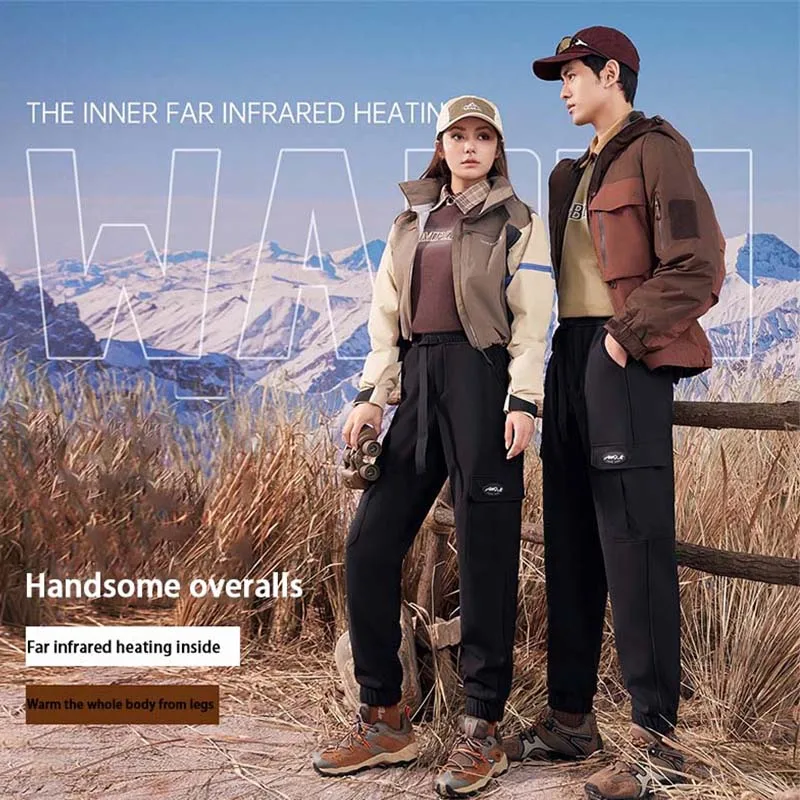 New Men Winter Warm Waterproof Cargo Pants Women Outdoor Windproof Antifouling Leisure Thickened Pants Equipped 3.0 Chip Design