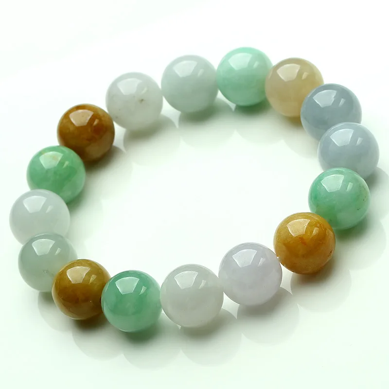 

Jade Bracelet Myanmar Mine Timber Waxy Tri-Color Jade Bead Bracelet More than Jade Bracelet