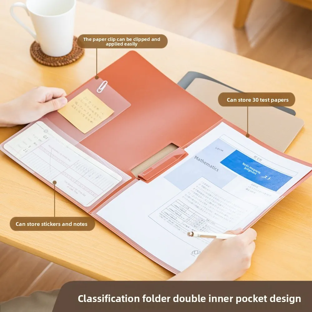 مجلدات ملفات A4 من البلاستيك، مجلدات عقد الملفات متعددة الاستخدامات، أداة تخزين ورق الاختبار المحمولة لتنظيم التحف