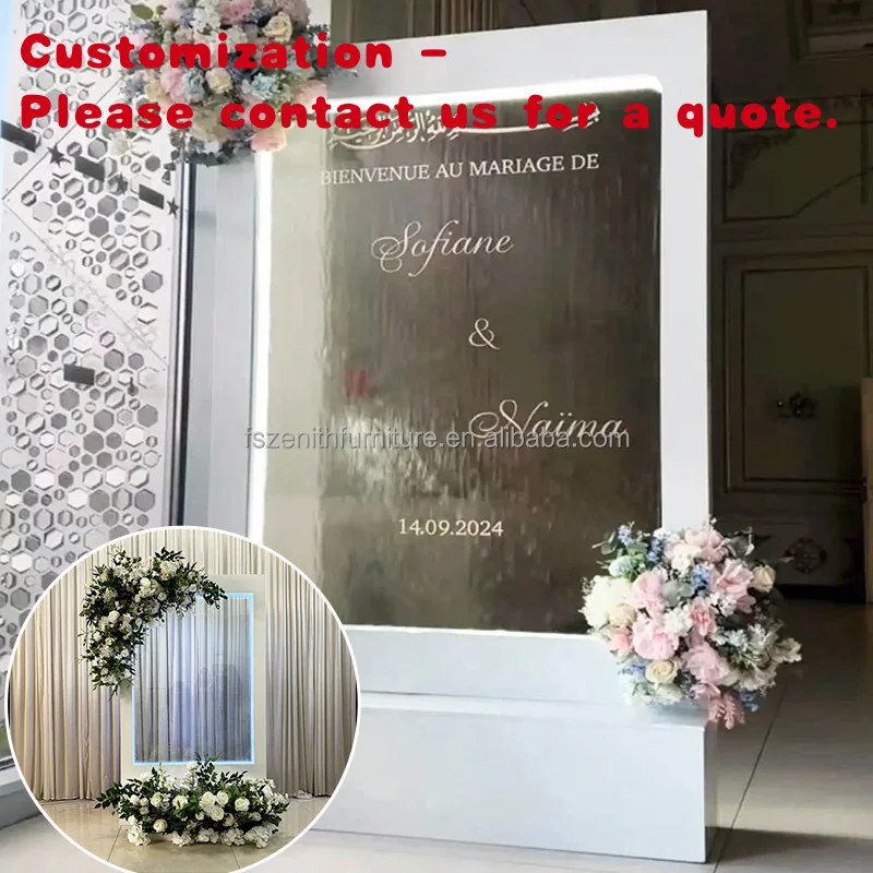 

custom.Metal Welcome Wedding Sign Fountain Backdrop Backyard Wedding Waterfall RGB Lighted Backdrop Stand
