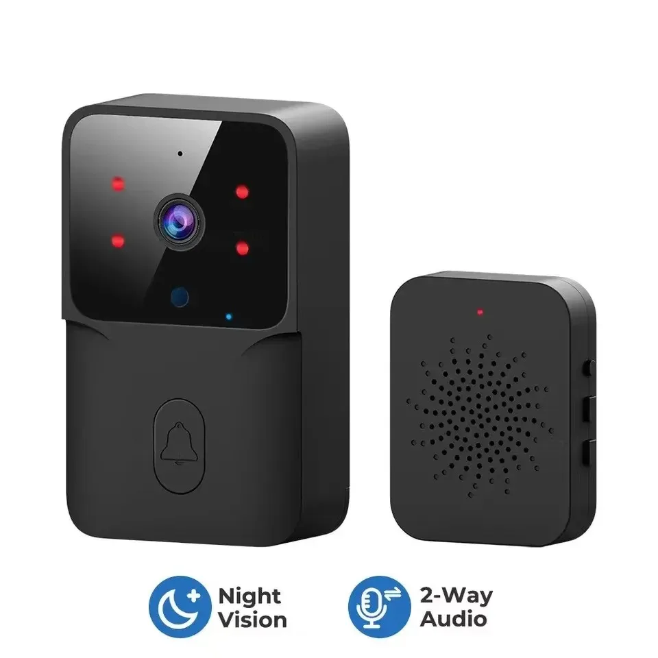 Sonnette de porte avec caméra sans fil, kit sonnette vidéo WIFI HD, caméra de sécurité extérieure, i