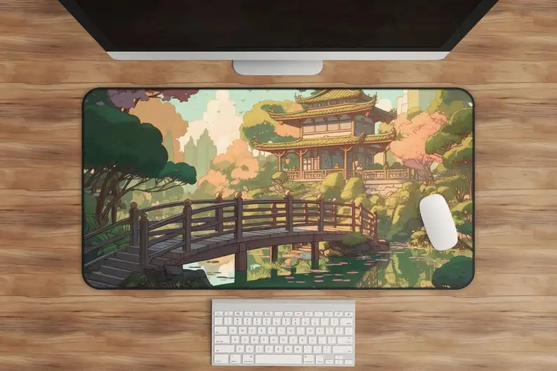 Anime-style Japanese Scene, Cute Kawaii Desktop Decoration, Artistic Desk Mats, Anime Desk Pads, A Perfect Gift for Friends