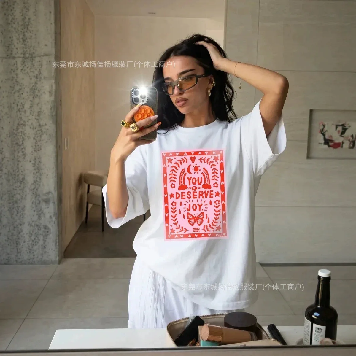 Women 100% Cotton Oversized T-Shirt, 