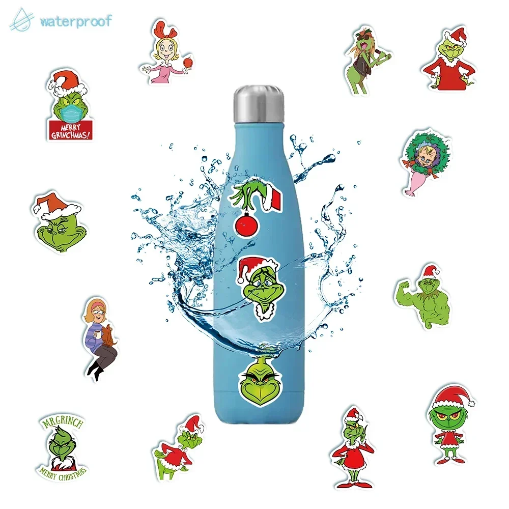 50pcs Green People Grinch Stickers Christmas Max Decal Kids Toy Scrapbook Diary Phone Laptop Guitar Graffiti Waterproof Stickers