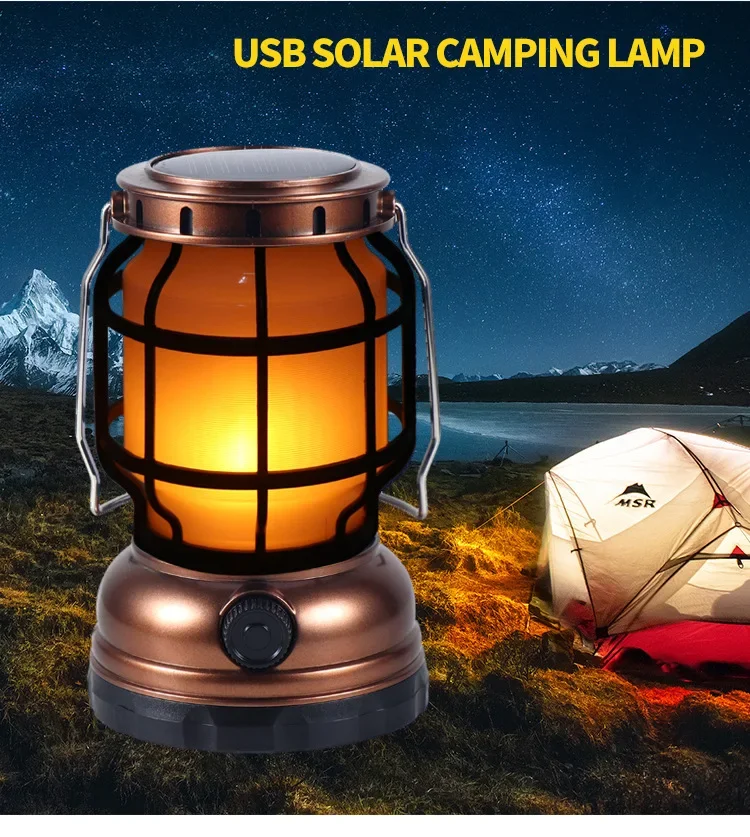 ANTUKE New Horse Lantern LED Solar Camping Light USB Charging Outdoor Camping Light Home Emergency Handheld Light