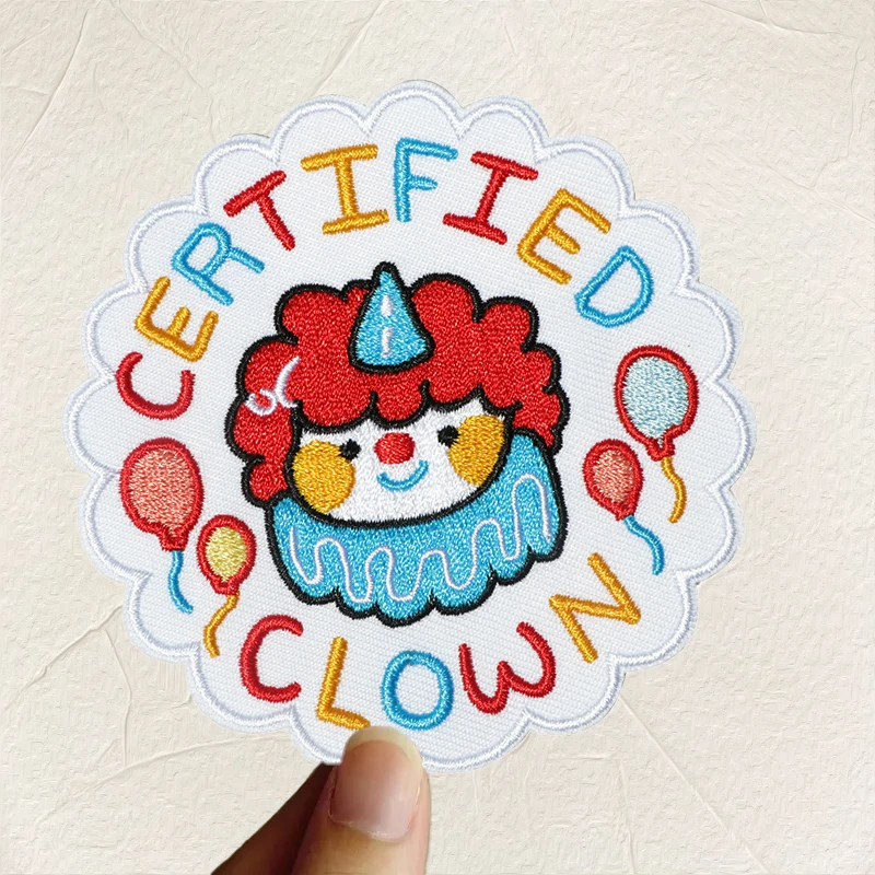 

1PC Certified Clown Cartoon Embroidered Patch Iron On Sew On Patches For Clothing Cap Bag Jacket DIY Gift Hot Adhesive Badge