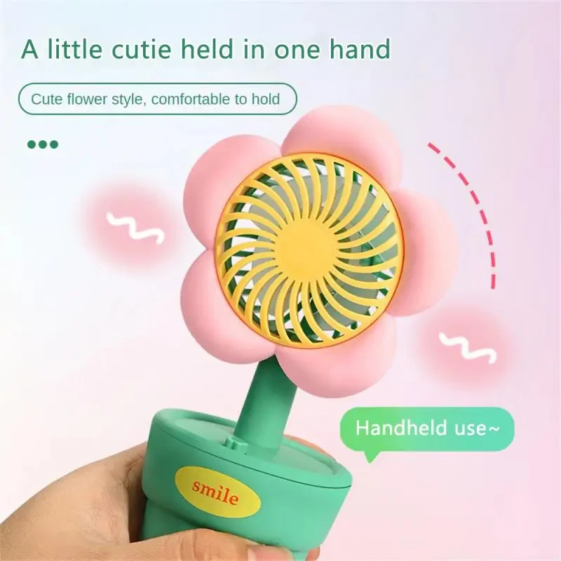 Mini ventilatore da scrivania a fiori, ventilatore più fresco estivo, ventilatore ricaricabile USB portatile, ornamenti da tavolo giocattolo carino per bambini studenti, regalo