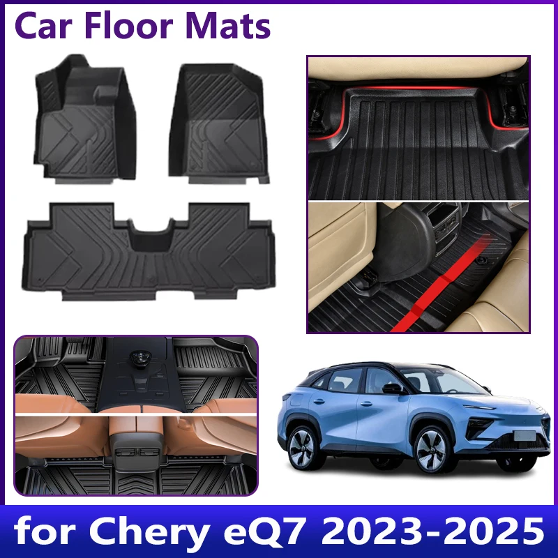 

For Chery eQ7 2023 2024 2025 5seat Car Floor Mats LHD Waterproof Carpets Leather TPE Foot Mat Carpet Rug Anti-dirt Accessories
