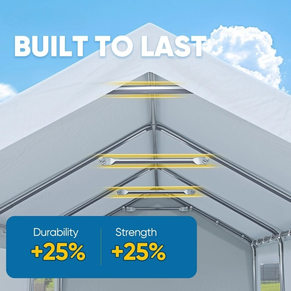 10x20 قدم الثقيلة Carport المظلة المجلفن خيمة سيارة في الهواء الطلق المرآب قارب المأوى مع هيكل معزز #2