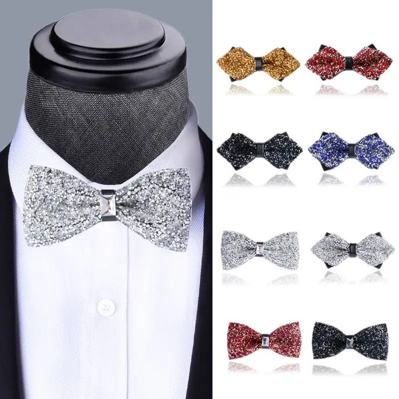 

Wedding Tie Men's Bow Tie Crisp Angle Flat Corner 3D Crystal Fashionable Wine Red Shirt for Groom And Brother British Style