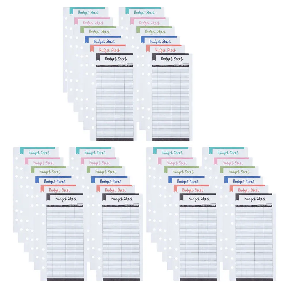 36Pcs Budget Cards Thick Paper Portable Cash Budget Sheets Expense Tracker Planner Inserts Daily Use