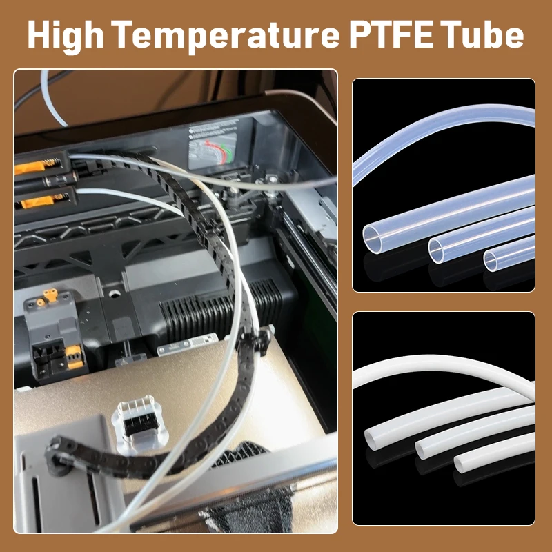 

1~10M High Temperature PTFE Tube Clear White ID 0.5/1/2/2.5/3/4/5/6/7/8/10mm FEP Insulated Rigid Pipe for 3D Printer Parts 600V