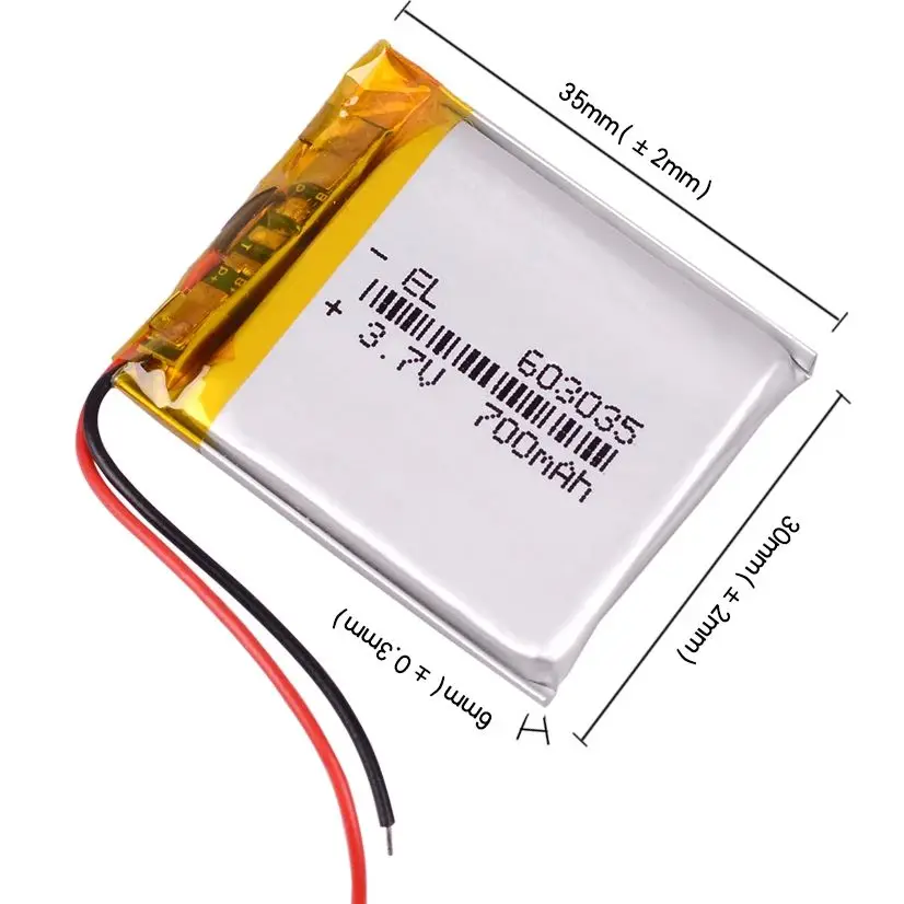 700mAh 3.7V 603035 Rechargeable Lithium Li-ion Polymer Battery 703035 800mAh,803035 900mAh,903035 950mAh 103035 1000mAh