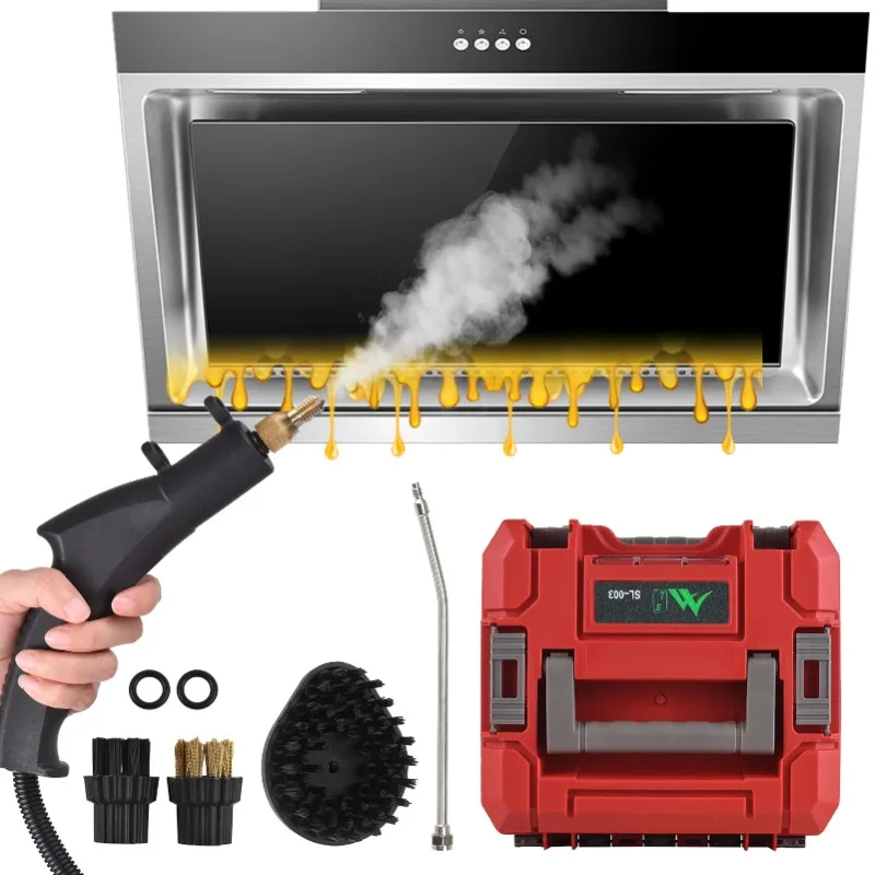 منظف بخار محمول بقدرة 2500 وات، ماكينة تنظيف بالبخار المضغوط بدرجة حرارة عالية، بدون خزان وشديدة التحمل للمطبخ