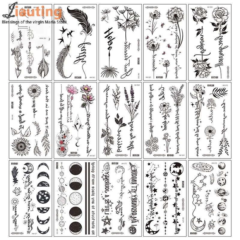 Temporary Tattoo New Flowers Animal Painted Tattoo Sticker Back Chest Arm Sleeve Body Art Fake Makeup Tattoo Flash Tattoo Decals