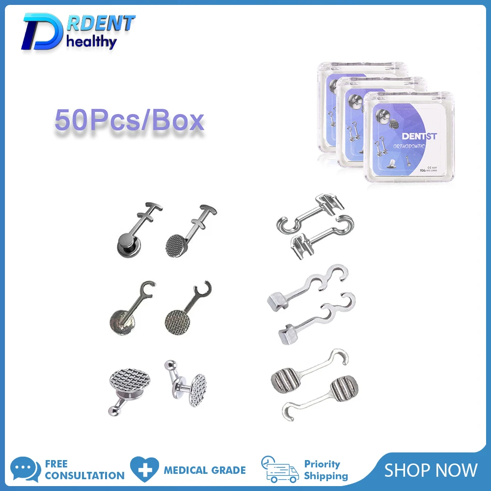 50Pcs Dental Kieferorthopädische Lingual Tasten Multi-haken Bondable Arme Klammern Dental Bondable Crimpbare Haken Zahnmedizin Materialien