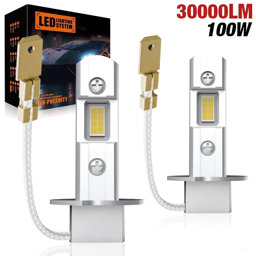 30000LM H1 Led Bulb H3 Mini 1:1 Plug Play Fanless Car Led Lamp 16 Pcs CSP Led Headlight Fog Lights DRL White Yellow 12V 24V