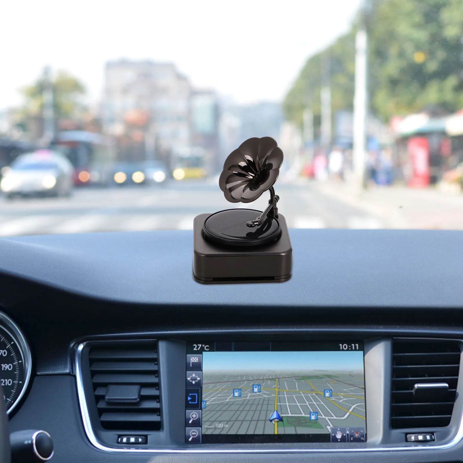 

Car Aromatherapy Decoration Solar Powered Vintage Phonograph Style Car Perfume Diffuser Dashboard Accessory Solar