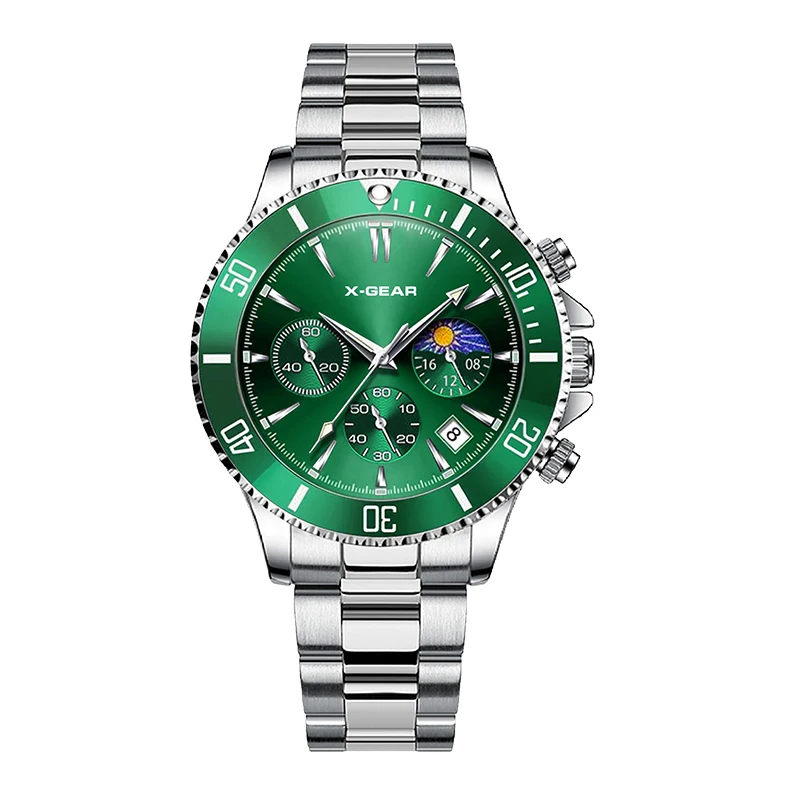 Men's Luminous Stainless Steel Quartz Watch, Chronograph