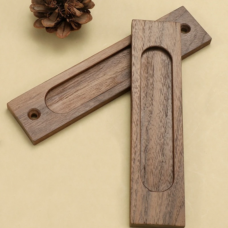 Surface-mounted non-punching sliding door handle Walnut invisible handle Concealed Kitchen wardrobe sliding