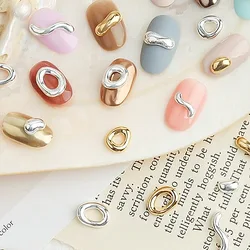 20Pcs Irregular Metal Nail Art Charms Jewelry Alloy Japanese New Baroque Flat Bottom Oval Hollow Shape Twisted Nail Accessories