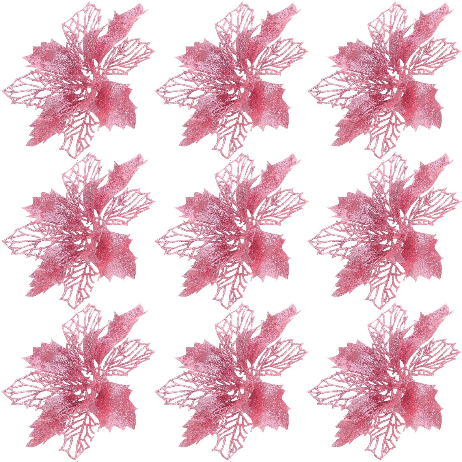

12 Pcs Iridescent Christmas Flower Ornaments Xmas Garland Decorate Flowers Pendant Outdoor