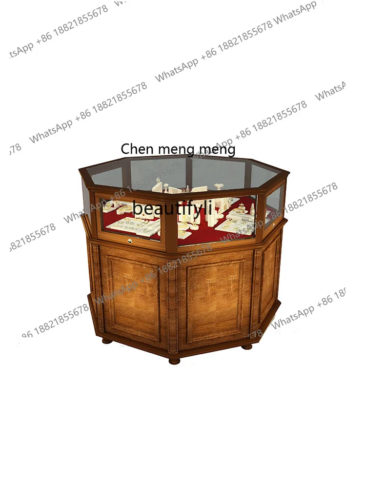 Retro Middle Island Cabinet Display  Storage Showcase Storage Glass  Cabinet for Accessories Middle Ancient Chest of Drawers