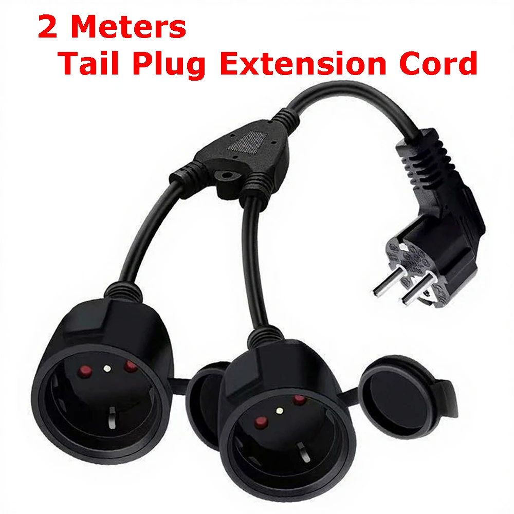 

Tail Plug Extension Cord EU Standard 1-to-2 Power Extension Cord Y-Type Splitter Cable with German Plug