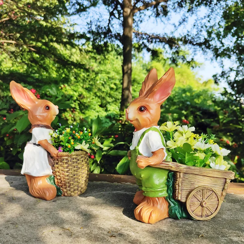 

2025 Kindergarden Balcony Flower Pot Decoration Lovely Cartoon Rabbit Garden Landscape Decoration Outdoor Courtyard Decoration