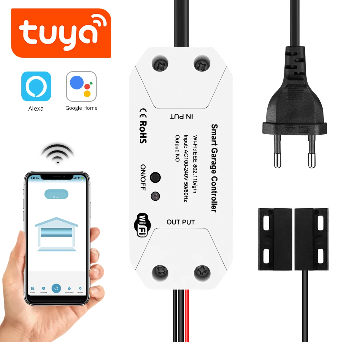 Tuya Smart Home WiFi Switch Smart Garage Door Opener Controller Work With Alexa Echo Google Home Smart Life/Tuya APP Control
