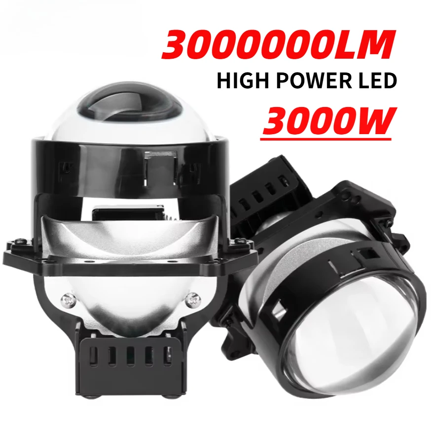 

2Pcs 3000W 3.0 Inch Bi Led Projector Lenses Car Headlight 3000000LM Super Brighter LED Lights Universal Car Diode Headlamp 6000K
