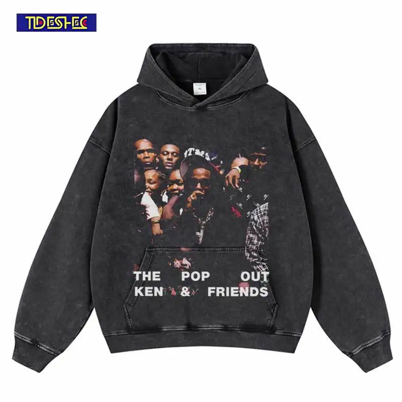 

Graphic Oversize Hoodie Streetwear Hip Hop A Group of People Sing Print Punk Gothic Y2K Hooded Sweatshirt 2024 Harajuku Pullover