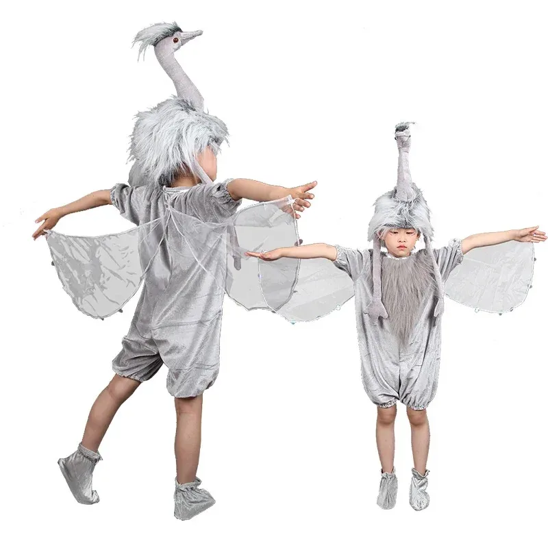 أطفال تأثيري النعامة زي الكرتون الحيوان الطيور المرحلة ازياء الأطفال بوريم ملابس هالوين كرنفال البدلة هدية 4ghgg5