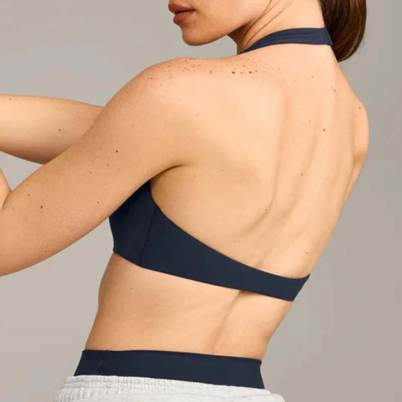 Women Halter Neck U Neck Sports Bra Push Up Yoga Bra Backless Gym Workout Running Pilates Shockproof Fitness Crop Top Casual