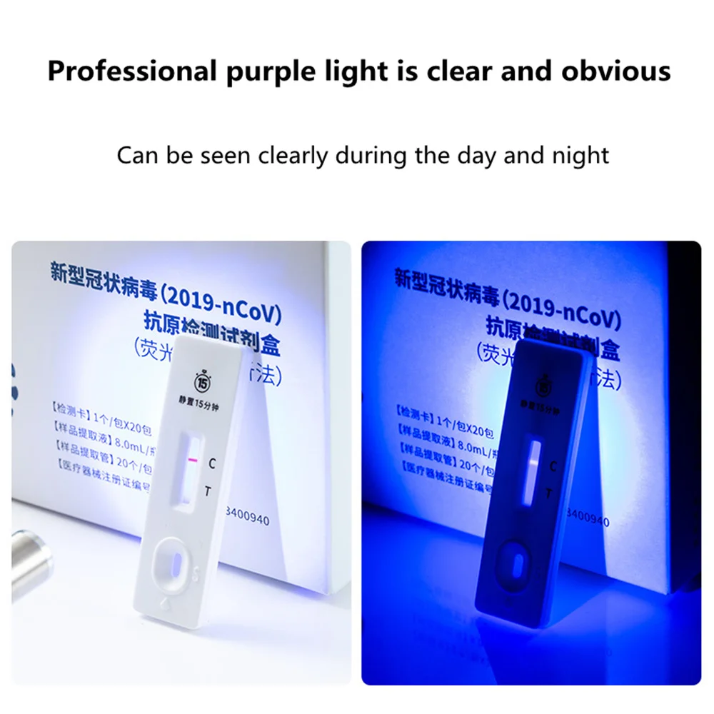 365nm UV Flashlight Fluorescent Antigen Reagent Detection Lamp UV Black Mirror Woodruff  Special Identification