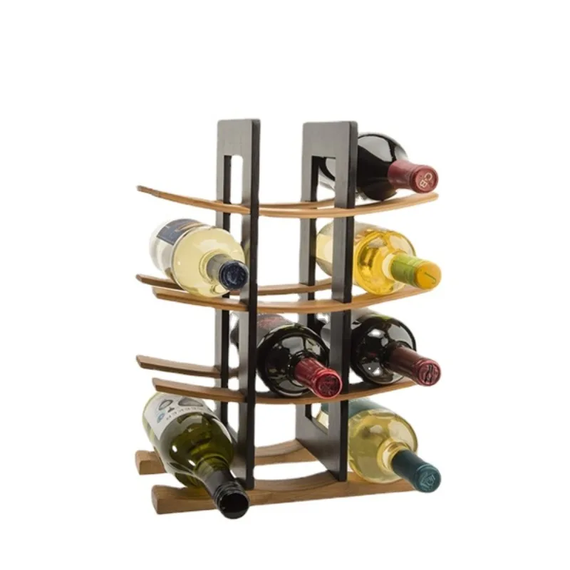 Natural Bamboo 12 Bottles Wine Rack with Espresso Mix Color