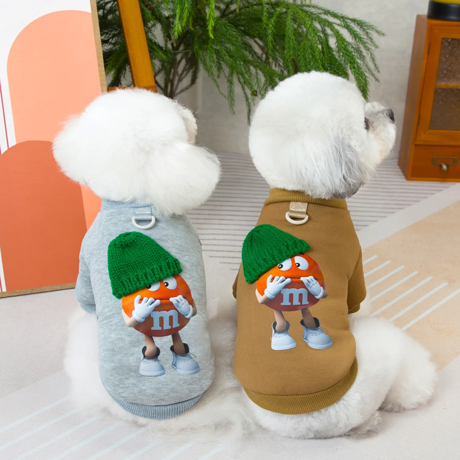Funny Dog Hoodies Fleece Lined Sweatshirt for Small Dogs, Cartoon Puppy Coat Spring Autumn Dog Clothes Yorkie Pet Apparel