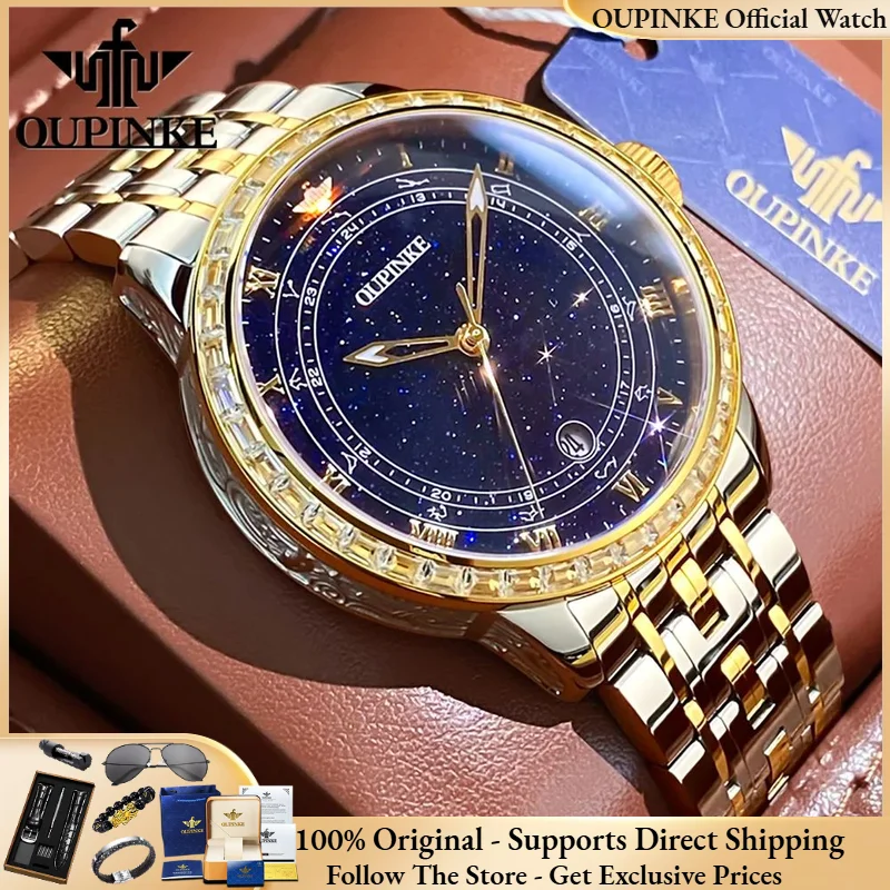 

OUPINKE 3203 Men Watch Luxury Diamond Starry Sky Waterproof Luminous Watch Brand Original Men Fully Automatic Mechanical Watch