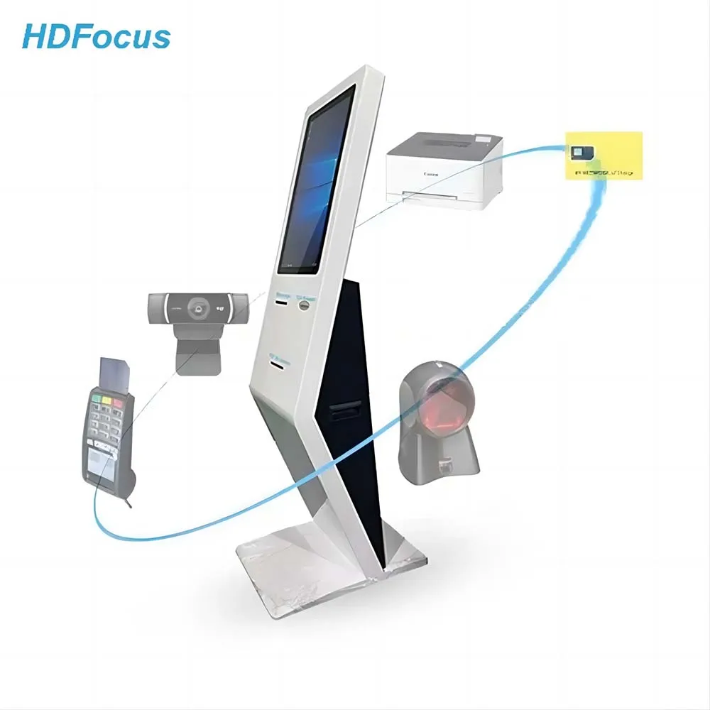 21.5 Inch Capacitive Touch Screen Printer Scanner Kiosk Self Service Ordering Payment Floor Standing Checkout Kiosk